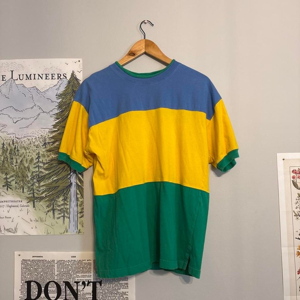 Vintage Style Colorblock Tee 90s Streetwear Ringer Shirt